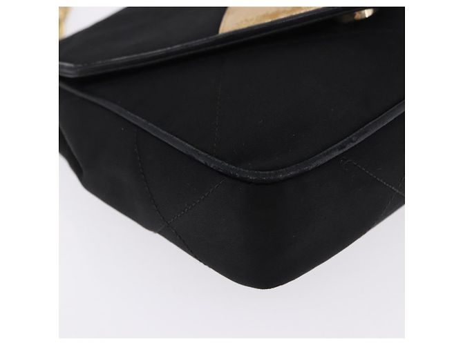 CHANEL Borsa a Spalla Matelassé con Catena in Satin Nero e CC Oro Autentica 192082V D'oro - vista 10