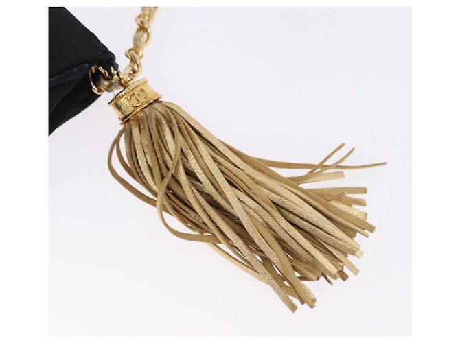 CHANEL Borsa a Spalla Matelassé con Catena in Satin Nero e CC Oro Autentica 192082V D'oro - vista 14