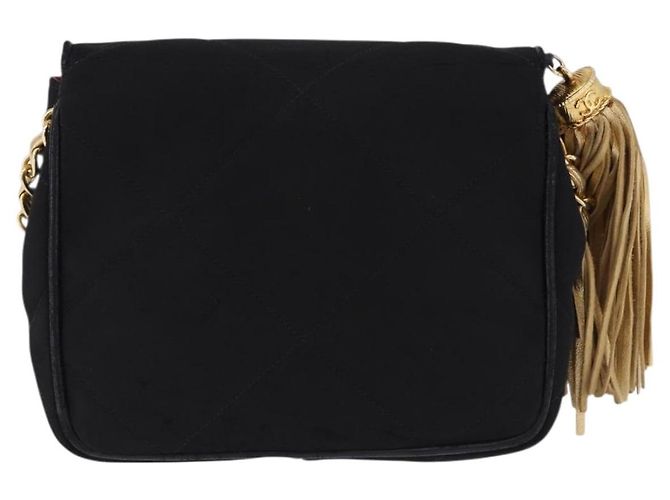 CHANEL Borsa a Spalla Matelassé con Catena in Satin Nero e CC Oro Autentica 192082V D'oro - vista 3