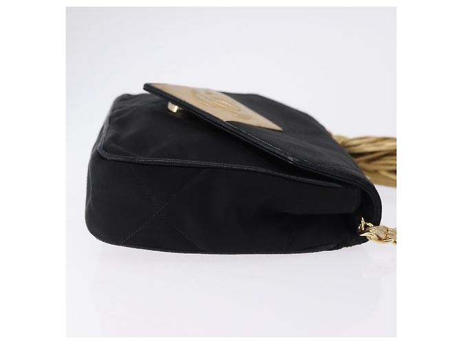 CHANEL Borsa a Spalla Matelassé con Catena in Satin Nero e CC Oro Autentica 192082V D'oro - vista 4
