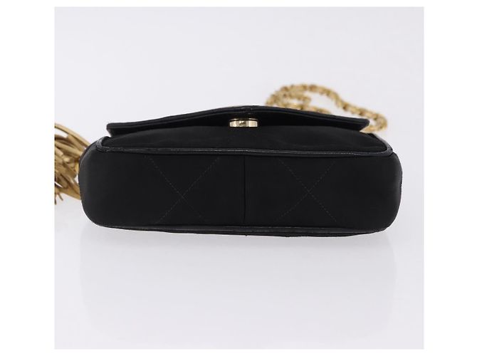 CHANEL Borsa a Spalla Matelassé con Catena in Satin Nero e CC Oro Autentica 192082V D'oro - vista 9