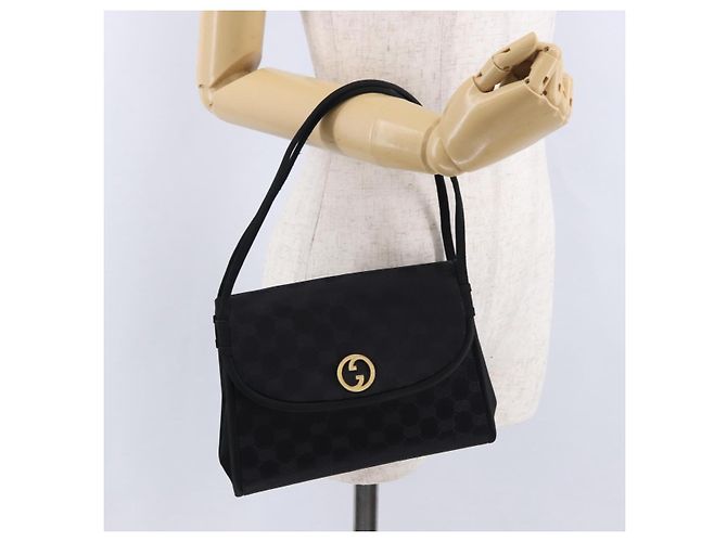 Borsa GUCCI GG in nylon nero e oro Auth 190585 D'oro - vista 21