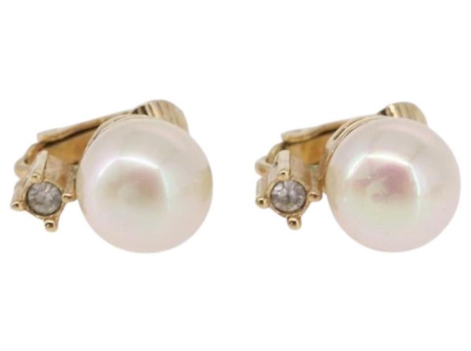 Orecchini Christian Dior metallizzati Gold Tone Auth ka5253 - vista 2