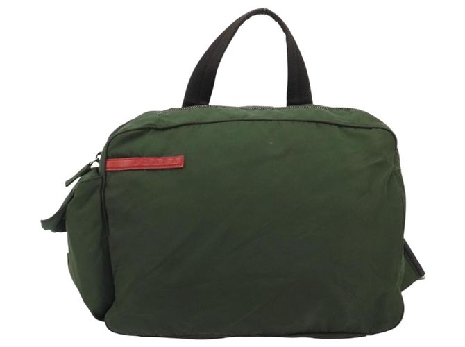 Zaino PRADA Sports Line Nylon Khaki Silver Auth ar13993 Argento Cachi - vista 2