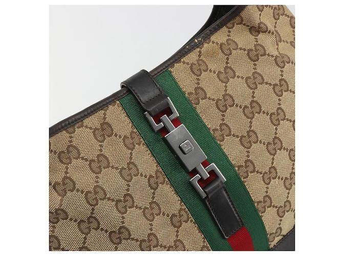Borsa GUCCI GG Canvas Jackie Webb Sherry Line Beige Silver 001 3306 Auth 192743V Argento - vista 14