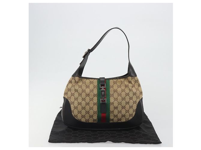Borsa GUCCI GG Canvas Jackie Webb Sherry Line Beige Silver 001 3306 Auth 192743V Argento - vista 24
