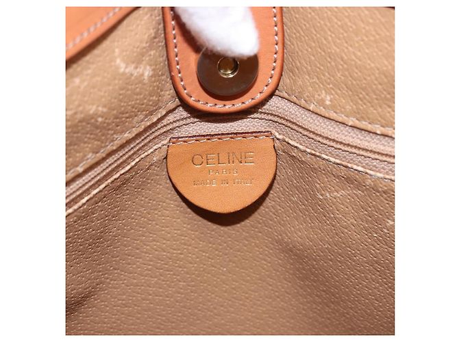 Céline Borsa a mano circolare CELINE Macadam Canvas PVC Pelle Marrone Oro Autentica 192066 D'oro - vista 15
