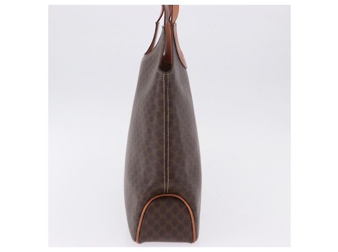 Céline Borsa a mano circolare CELINE Macadam Canvas PVC Pelle Marrone Oro Autentica 192066 D'oro - vista 5