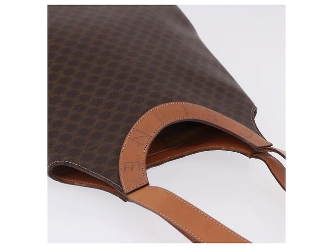 Céline Borsa a mano circolare CELINE Macadam Canvas PVC Pelle Marrone Oro Autentica 192066 D'oro - vista 6