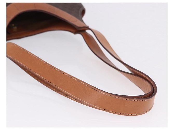 Céline Borsa a mano circolare CELINE Macadam Canvas PVC Pelle Marrone Oro Autentica 192066 D'oro - vista 7