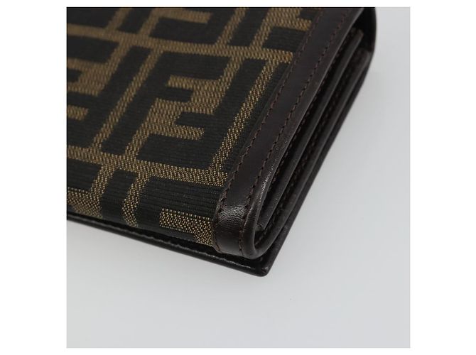 FENDI Zucca Canvas Long Wallet Black Brown Auth 192212V - view 10