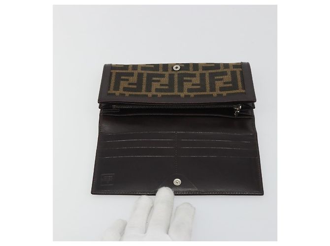 FENDI Zucca Canvas Long Wallet Black Brown Auth 192212V - view 12