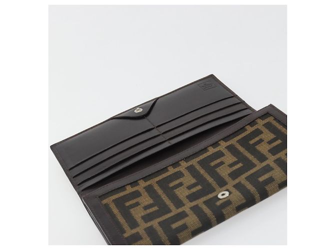 FENDI Zucca Canvas Long Wallet Black Brown Auth 192212V - view 14