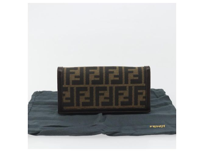 FENDI Zucca Canvas Long Wallet Black Brown Auth 192212V - view 25