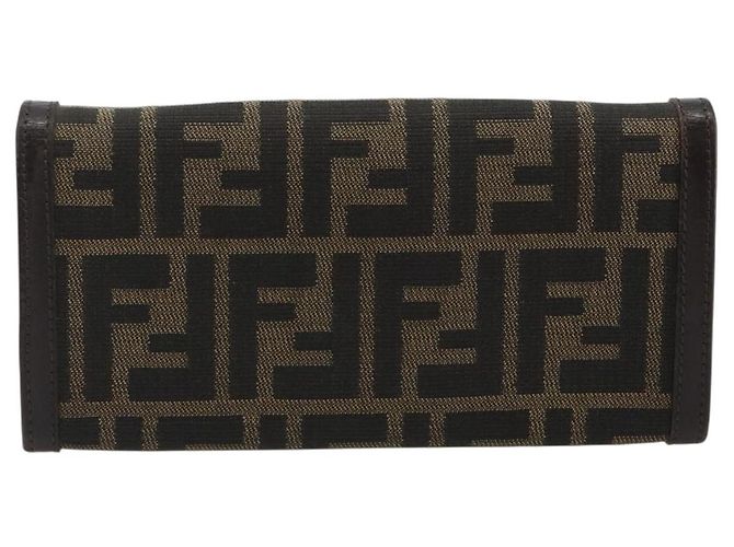 FENDI Zucca Canvas Long Wallet Black Brown Auth 192212V - view 3