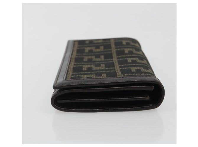 FENDI Zucca Canvas Long Wallet Black Brown Auth 192212V - view 4