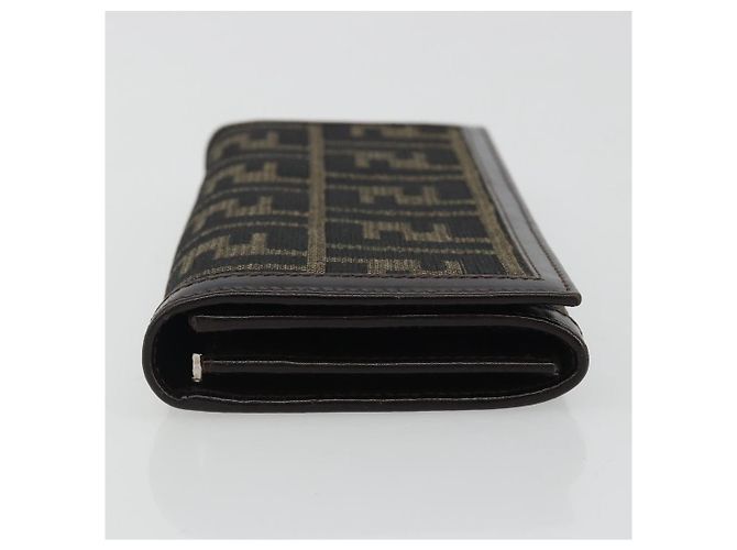 FENDI Zucca Canvas Long Wallet Black Brown Auth 192212V - view 5
