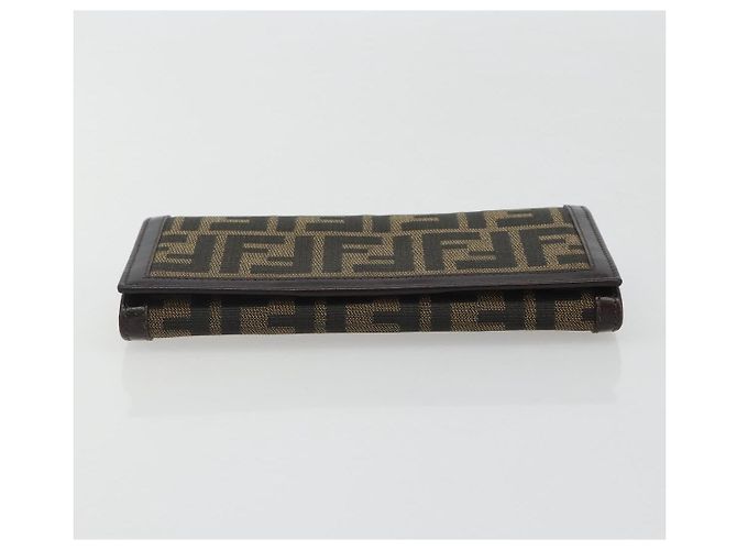 FENDI Zucca Canvas Long Wallet Black Brown Auth 192212V - view 7