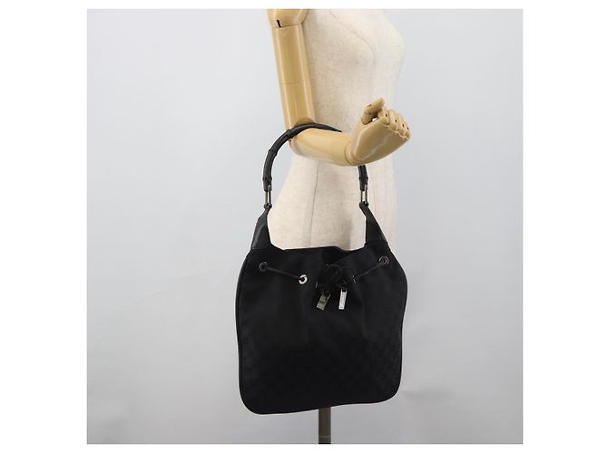 GUCCI GG Canvas Bamboo Handtasche Schwarz Silber 001 4033 Auth ep15336A - Ansicht 21