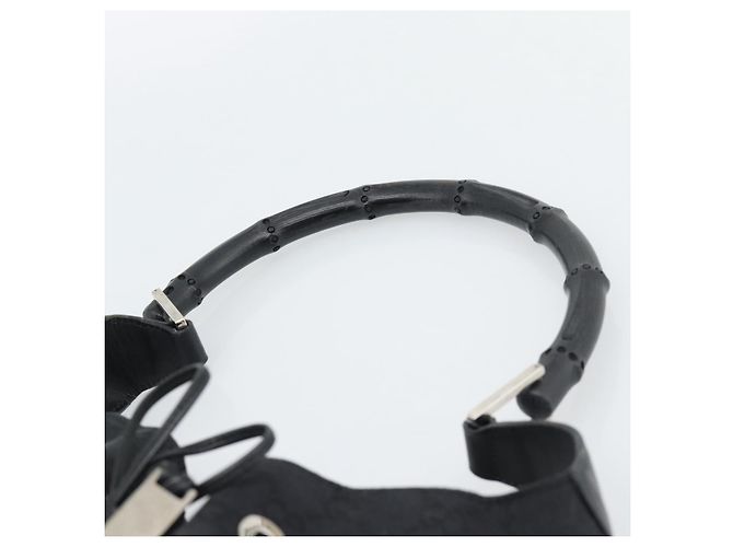 GUCCI GG Canvas Bamboo Handtasche Schwarz Silber 001 4033 Auth ep15336A - Ansicht 8