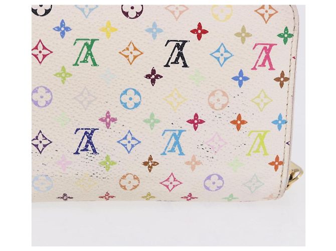LOUIS VUITTON Monogram Multicolor Zippy Wallet White M60241 LV Auth 192417 Bianco - vista 4
