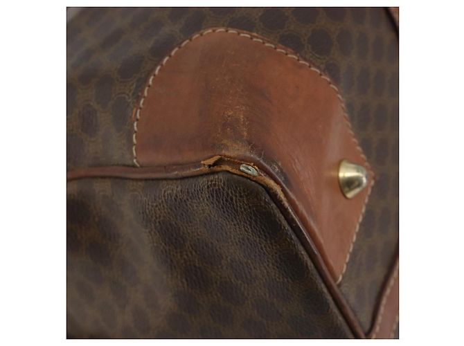 Céline Bolsa Boston CELINE em tela Macadam PVC Couro Marrom Ouro Auth 190906 Dourado - vista 11