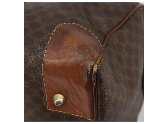 Céline Bolsa Boston CELINE em tela Macadam PVC Couro Marrom Ouro Auth 190906 Dourado - vista 12