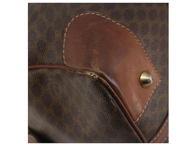 Céline Bolsa Boston CELINE em tela Macadam PVC Couro Marrom Ouro Auth 190906 Dourado - vista 13