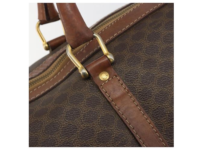 Céline Bolsa Boston CELINE em tela Macadam PVC Couro Marrom Ouro Auth 190906 Dourado - vista 15