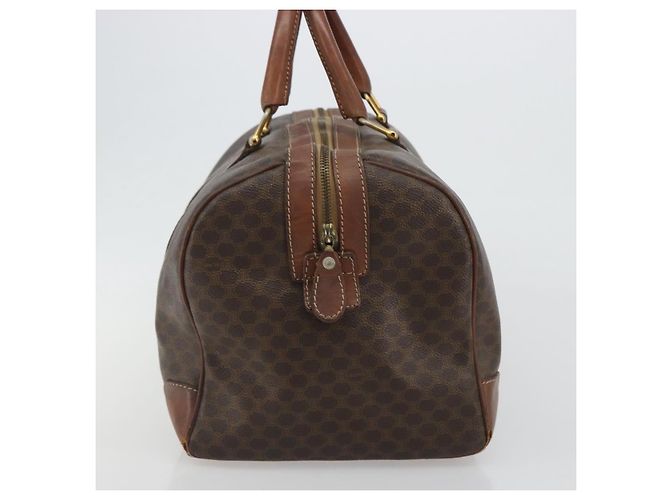 Céline Bolsa Boston CELINE em tela Macadam PVC Couro Marrom Ouro Auth 190906 Dourado - vista 4