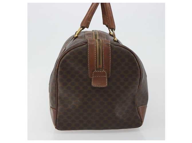 Céline Bolsa Boston CELINE em tela Macadam PVC Couro Marrom Ouro Auth 190906 Dourado - vista 5