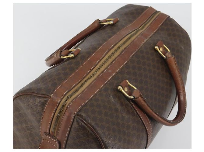 Céline Bolsa Boston CELINE em tela Macadam PVC Couro Marrom Ouro Auth 190906 Dourado - vista 6