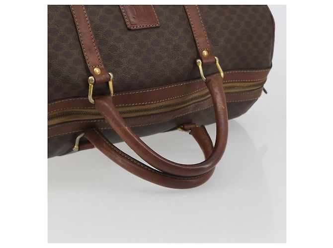 Céline Bolsa Boston CELINE em tela Macadam PVC Couro Marrom Ouro Auth 190906 Dourado - vista 7