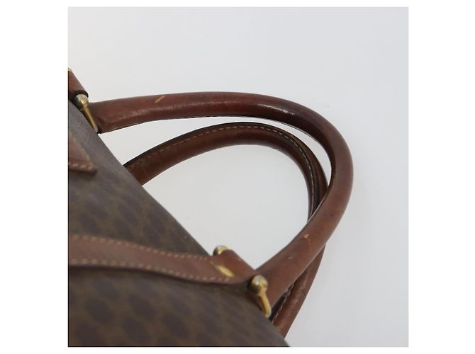 Céline Bolsa Boston CELINE em tela Macadam PVC Couro Marrom Ouro Auth 190906 Dourado - vista 8