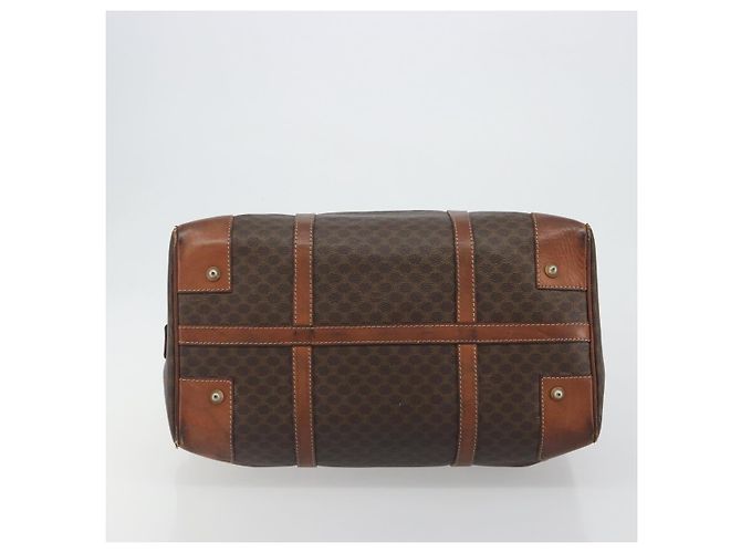 Céline Bolsa Boston CELINE em tela Macadam PVC Couro Marrom Ouro Auth 190906 Dourado - vista 9