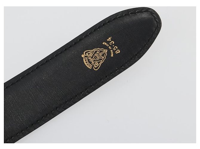 Cintura GUCCI in pelle 39.4'' Nero Oro Auth 186658A D'oro - vista 12