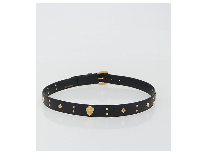Cintura GUCCI in pelle 39.4'' Nero Oro Auth 186658A D'oro - vista 2