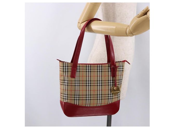 BURBERRY Nova Check Handtasche Canvas Beige Gold Auth 191907 Golden - Ansicht 21