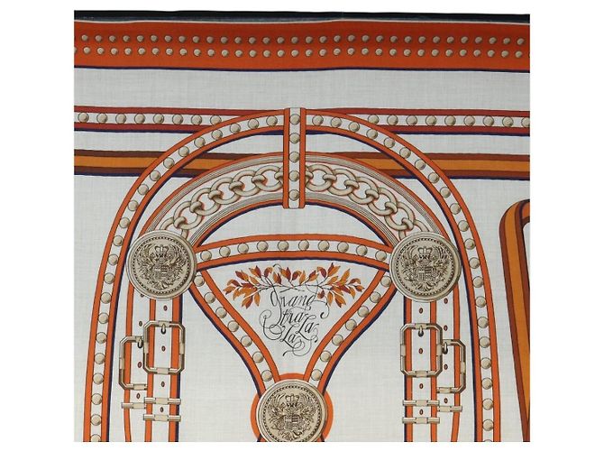 Hermès HERMES Carre 140 Scarf "Grand Tralala" Cashmere Beige Auth hk3925V - vista 3