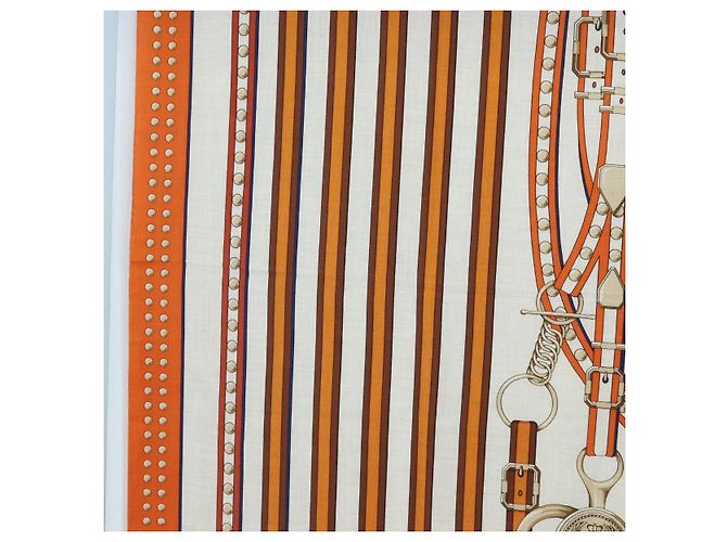 Hermès HERMES Carre 140 Scarf "Grand Tralala" Cashmere Beige Auth hk3925V - vista 5