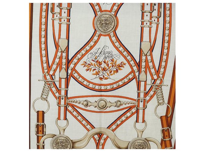 Hermès HERMES Carre 140 Scarf "Grand Tralala" Cashmere Beige Auth hk3925V - vista 6