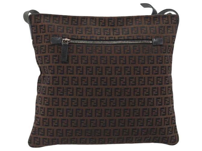 Bolsa de Ombro FENDI Zucchino Canvas Marrom Auth gh2178 - vista 2