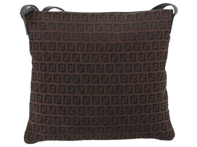Bolsa de Ombro FENDI Zucchino Canvas Marrom Auth gh2178 - vista 3