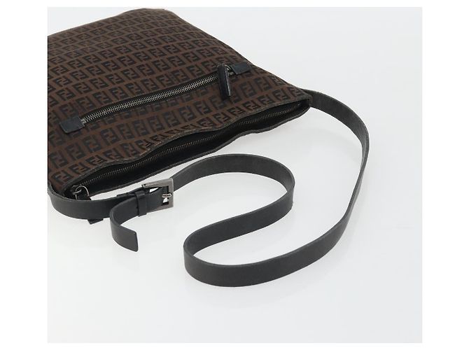 Bolsa de Ombro FENDI Zucchino Canvas Marrom Auth gh2178 - vista 7