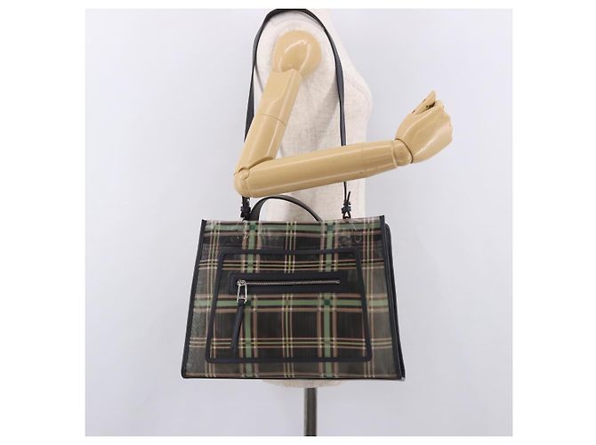 Borsa FENDI Mesh 2way Navy Silver Gold Auth 191470M Argento D'oro Blu navy - vista 23