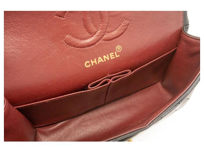 CHANEL Classic Double Flap 9" Chain Shoulder Bag Black Lambskin Nero - vista 10