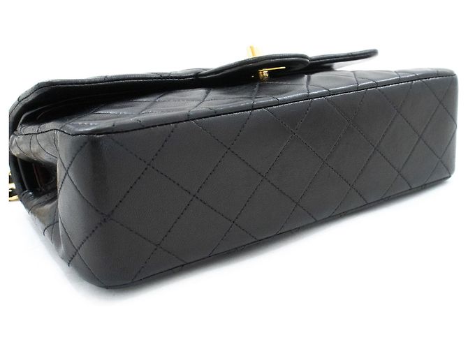 CHANEL Classic Double Flap 9" Chain Shoulder Bag Black Lambskin Nero - vista 4
