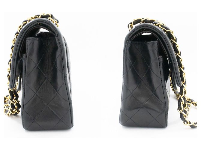 CHANEL Classic Double Flap 9" Chain Shoulder Bag Black Lambskin Nero - vista 5