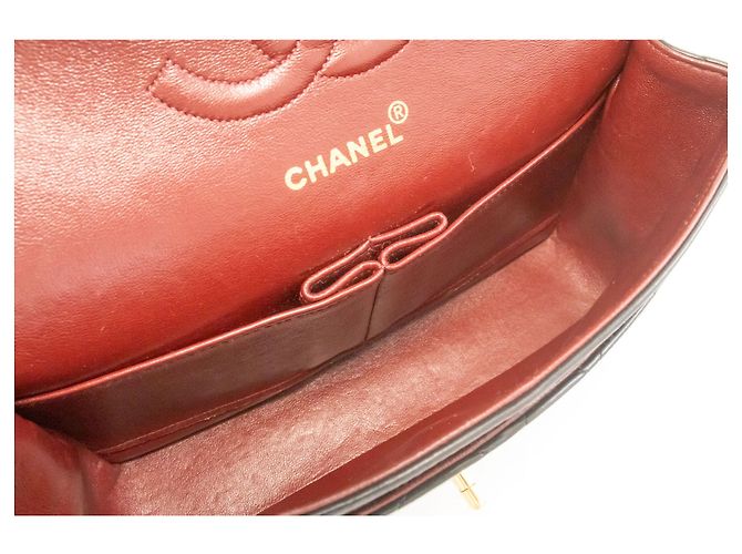 CHANEL Classic Double Flap 10" Chain Shoulder Bag Black Lambskin Nero - vista 10