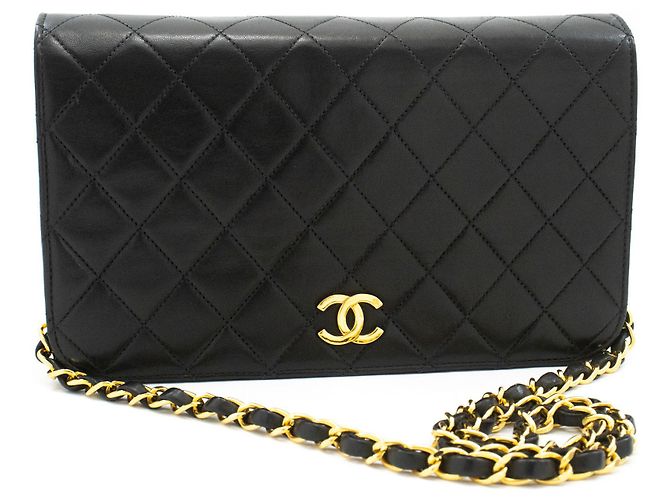 CHANEL Borsa a tracolla Clutch Full Flap Chain Nera in agnello trapuntato Nero - vista 2
